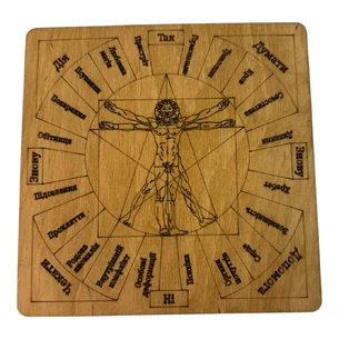 Table for working with a pendulum Magical actions of the world in the Ukrainian language (18x18x0.4 cm)