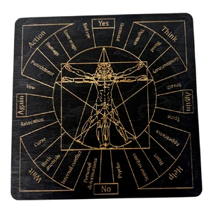 Table for working with a pendulum Magic actions in English (18x18x0.4 cm)