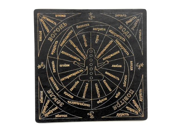 Фото 1 - Table for working with the Chakrov pendulum in Ukrainian, dark (18x18x0.4 cm)