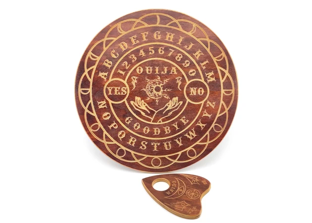 Фото 2 - Спиритическая доска OUIJA(d=36,5см×0,8см), темная, резная, покрытая патиной и лаком