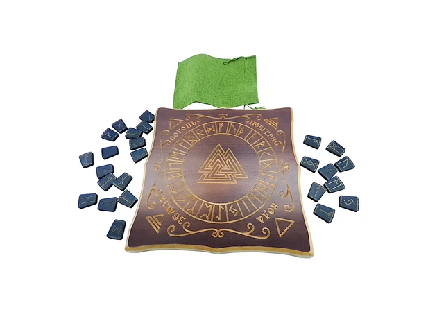 Фото 1 - A set of dark runes with an exclusive runic altar in the Ukrainian language and a pouch