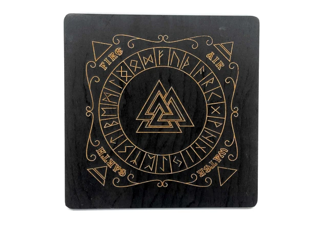 Фото 1 - Runic wooden altar in English, dark (26x26x0.8 cm), covered with enamel.