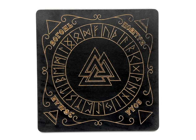 Фото 1 - Runic wooden altar in the Ukrainian language, dark (26x26x0.8 cm), covered with enamel.