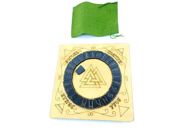 Фото 1 - Runic set: dark runes with a light altar in the Ukrainian language and a pouch