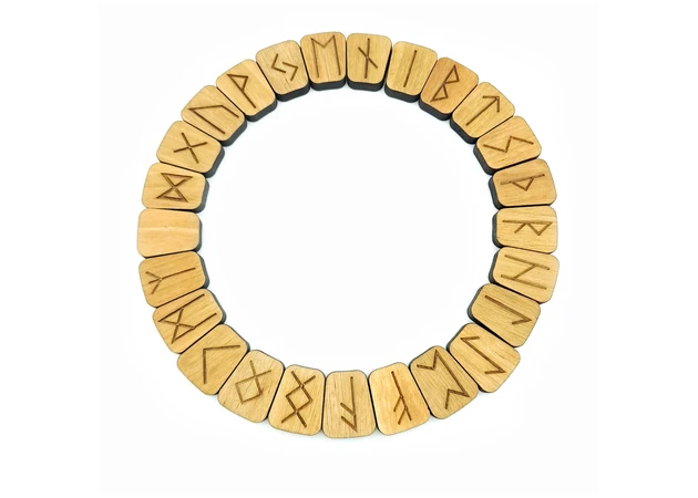 Фото 1 - Light Scandinavian runes, 25 runes (2.9×2.4×0.7 cm), solid wood