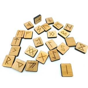 Light Scandinavian runes, 25 runes (3.1×2.7×0.7 cm), solid wood