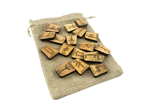 Фото 1 - Runes Slavic light, 18 runes (2.9×2.4×0.7 cm) with a bag, solid wood