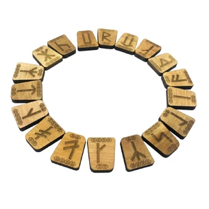 Light Slavic runes, 18 runes (2.9×2.4×0.7 cm), solid wood