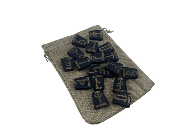 Фото 1 - Dark Slavic runes, 18 runes (2.9×2.4×0.7 cm) with bag, solid wood