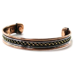Braided copper bracelet with magnets (7.5x5.5x1 cm)