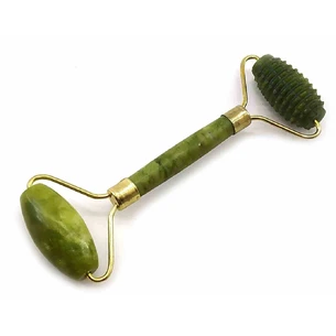 Massager jade double roller + hedgehog with a handle in a case (17x8.5x2 cm)