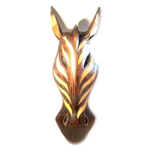 Painted wooden Zebra mask (41x14x6 cm)