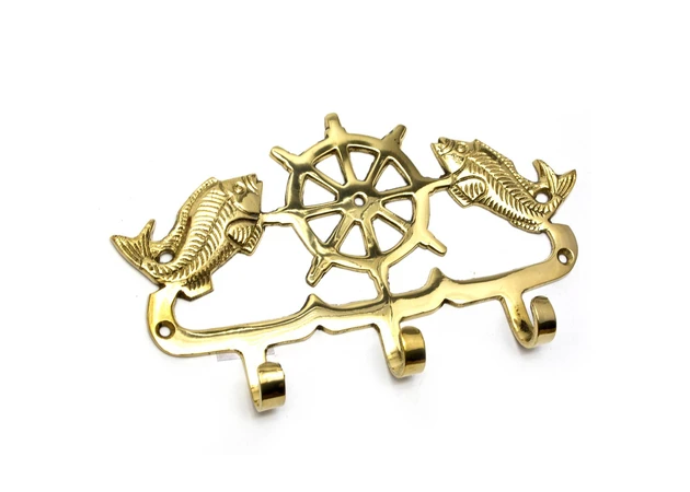 Фото 1 - Key hanger Rudder with fish bronze (19x10.5x2 cm)