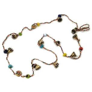 Bronze bells with beads on thread No. 2 (12 pcs) (125 cm)