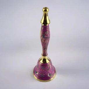 Bell with a handle with a pattern of bronze Birds on a pink background (21.5x14x7.4 cm)