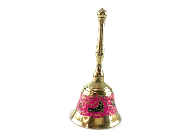 Фото 1 - Bell with a handle with a pattern of bronze Birds on a pink background (12.5x6 cm)