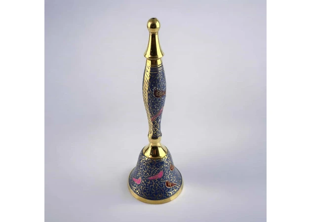 Фото 1 - Bell with a handle with a pattern of bronze Birds on a blue background (21.5x14x7.4 cm)