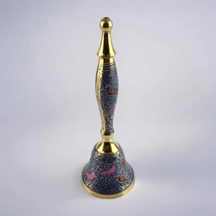 Bell with a handle with a pattern of bronze Birds on a blue background (21.5x14x7.4 cm)