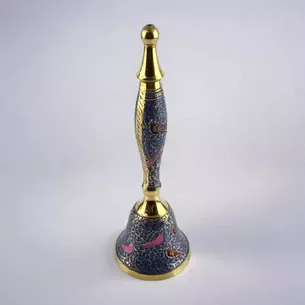 Bell with a handle with a pattern of bronze Birds on a blue background (21.5x14x7.4 cm)