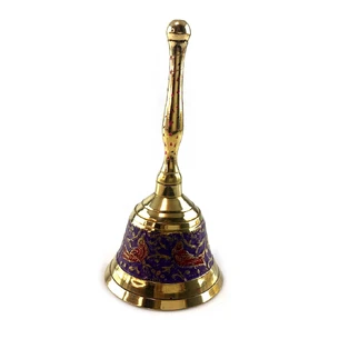 Bell with a handle with a pattern of bronze Birds on a violet background (12.5x6 cm)