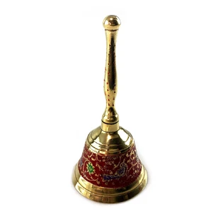 Bell with a handle with a pattern of bronze Birds on a red background (12.5x6 cm)