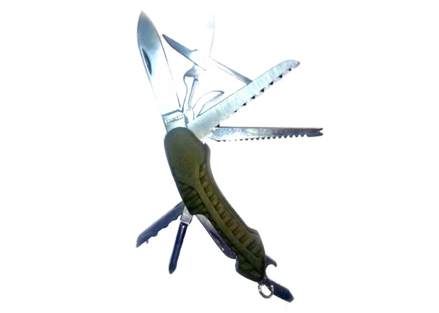 Фото 1 - Folding knife with a set of tools green (11 in 1) (10x2x2.5 cm).