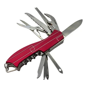 Folding knife with a set of multitool tools red (10 in 1) (9.5 cm)