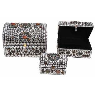 Boxes with stones set (3 pcs) (33x23x23 cm 27x17x17 cm 18x12x12 cm)