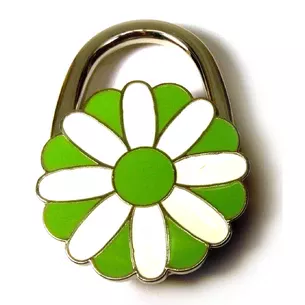 Bag holder for women's handbag Flower-Lock white-green (6x4x1.5 cm)
