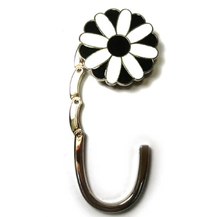 Bag holder for women's handbag Flower-Lock black and white (6x4x1.5 cm)