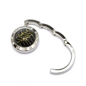 Bag holder for women's handbag Crystal black and gold with rhinestones