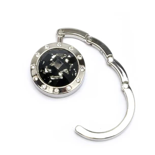 Bag holder for women's handbag Crystal black and green with rhinestones