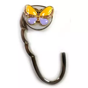 Bag holder for women's handbag Butterfly-Lock yellow-violet (6.5x4.5x1.5 cm)