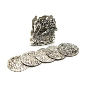 Swan coasters (no. 6 pcs.) metal (9x8.5x4.5 cm) (Nepal)