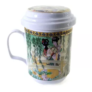 Brewing cup with sieve (330 ml) (BFC86) Girls under the willow (h-13cm, d-7.5 cm)