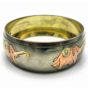 Elephant copper bracelet (inner d 6.8 cm, outer 7.5 cm)