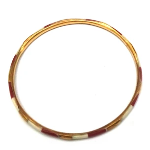 Copper bracelet with white-red bone inserts (d-7 cm, width 4 mm)