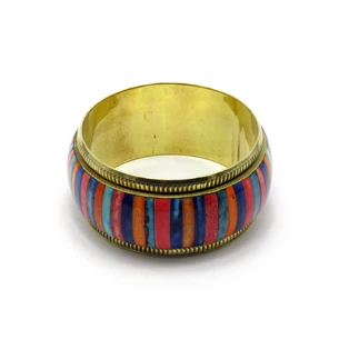Copper bracelet with colored inserts (d-7.5 cm)