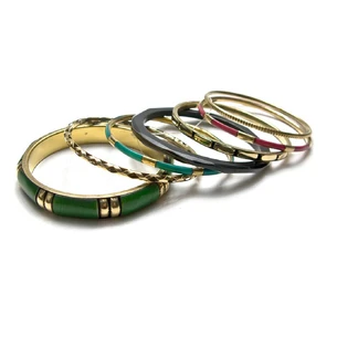 Copper bracelets with bone inserts (no. 7 pcs) (d-6.5 cm)