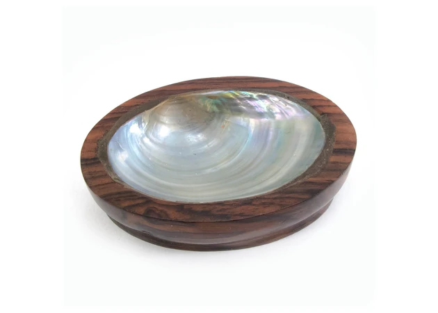 Фото 1 - Wooden soap dish with mother-of-pearl (10x7x2.5 cm)