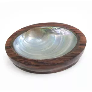 Wooden soap dish with mother-of-pearl (10x7x2.5 cm)
