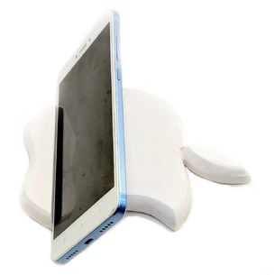 Phone stand Apple white wooden (15x11x1.5 cm) solid wood