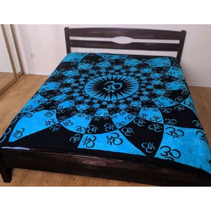 Blue OM cotton bedspread (230x205 cm)