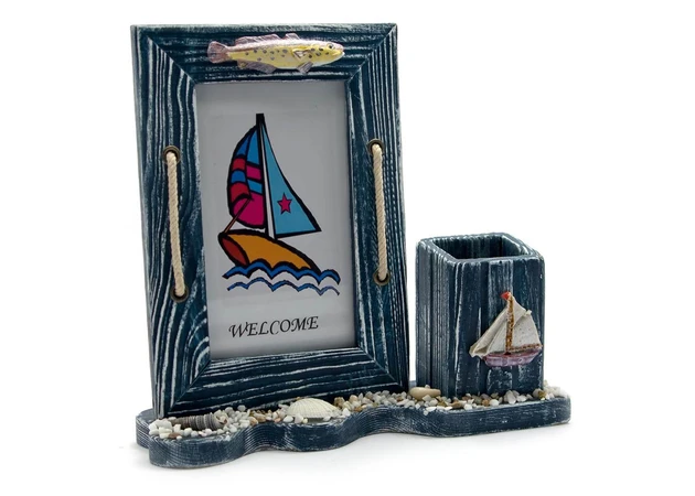 Фото 1 - Photo frame with a stand for pens Sea (20x18.5x6 cm)