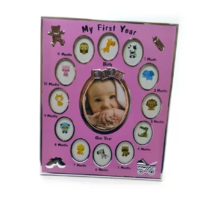 Photo frame for 13 photos Newborn album pink (photo 8.6x10.5 cm 3.8x5.1 cm) (30x25x1.5 cm)