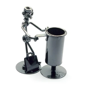 Techno-art pen stand + business card Mail metal (16.5x14.5x7 cm)