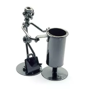 Techno-art pen stand + business card Mail metal (16.5x14.5x7 cm)