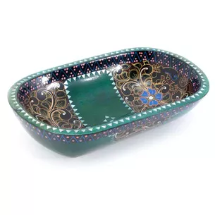 Братина из цельного дерева инкрустирована перламутром (25х15,5х5,5 см)