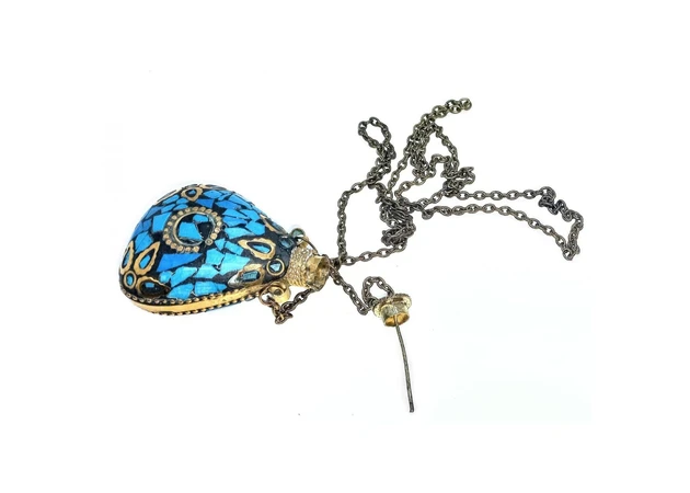 Фото 1 - Aromacoulon bronze inlaid with turquoise (5.5x4.5x2 cm)