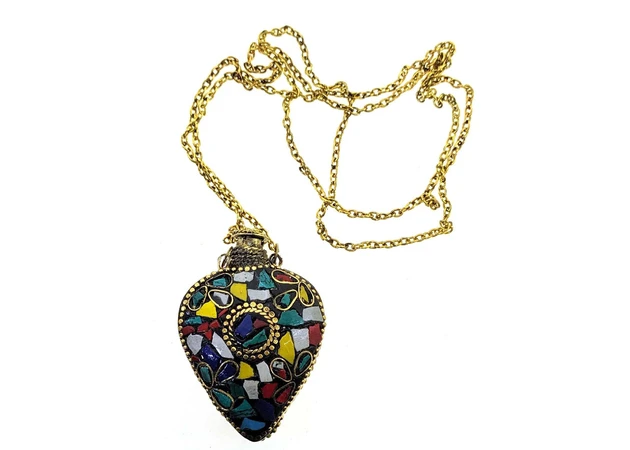 Фото 1 - Aromacoulon Heart bronze inlaid with stones (5.5x4.5x2 cm)